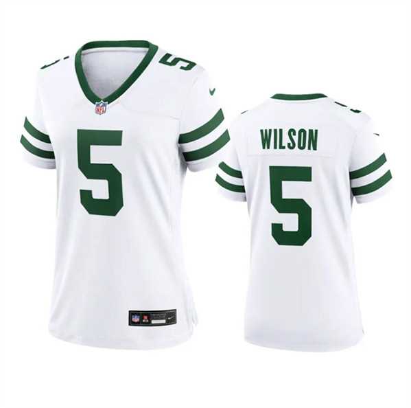 Women%27s New York Jets #5 Garrett Wilson White 2024 Stitched Jersey Dzhi->women nfl jersey->Women Jersey